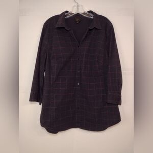 Worthington Women's Dark Plaid Button Down Shirt Size (2X)